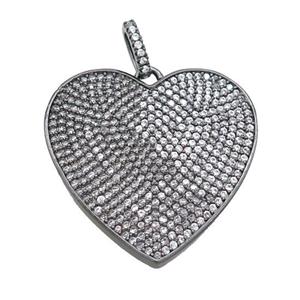 Copper Heart Pendant Pave Zircon Black Plated, approx 30mm