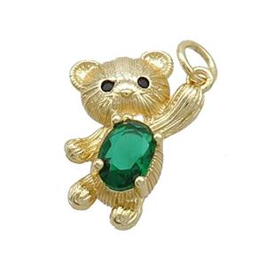 Copper Bear Pendant Pave Zircon Gold Plated, approx 13-19mm