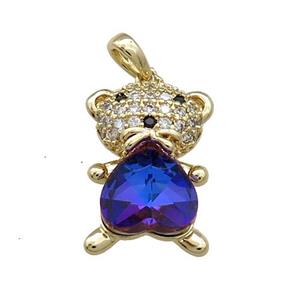 Copper Mouse Pendant Pave Zircon Crystal Glass Gold Plated, approx 13-20mm