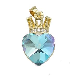 Copper Crown Pendant Pave Crystal Glass Zircon Gold Plated, approx 14-21mm