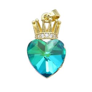 Copper Crown Pendant Pave Crystal Glass Zircon Gold Plated, approx 14-21mm