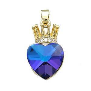 Copper Crown Pendant Pave Crystal Glass Zircon Gold Plated, approx 14-21mm