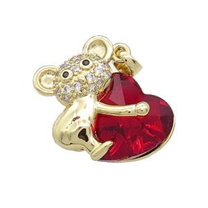 Copper Mouse Pendant Pave Crystal Glass Zircon Gold Plated, approx 14mm, 18-24mm