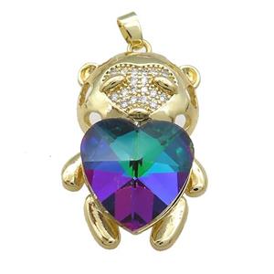 Copper Mouse Pendant Pave Crystal Glass Zircon Gold Plated, approx 23-35mm