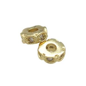 Copper Heishi Beads Pave Zircon Gold Plated, approx 6mm