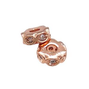 Copper Heishi Beads Pave Zircon Rose Gold, approx 10mm