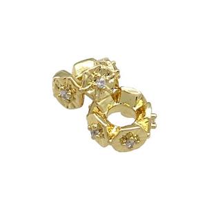 Copper Rondelle Beads Pave Zircon Gold Plated, approx 6mm