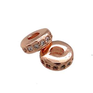 Copper Heishi Beads Pave Zircon Rose Gold, approx 8mm