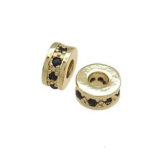 Copper Heishi Beads Pave Zircon Gold Plated, approx 10mm