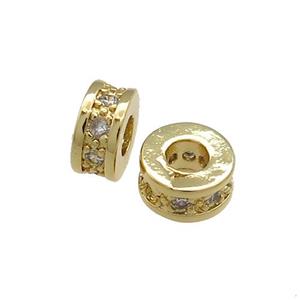 Copper Heishi Beads Pave Zircon Gold Plated, approx 6mm