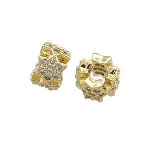 Copper Rondelle Beads Pave Zircon Gold Plated, approx 8mm