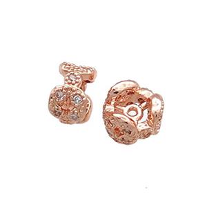 Copper Rondelle Beads Pave Zircon Rose Gold, approx 10mm