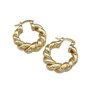 Copper Latchback Earrings Gold Plated, approx 19-23mm