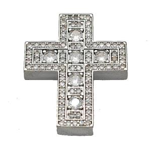 Copper Cross Pendant Micro Pave Zirconia Platinum Plated, approx 22-27mm