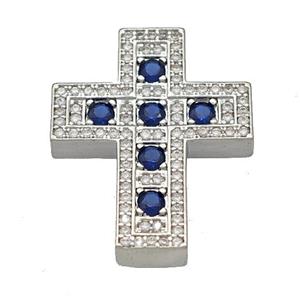 Copper Cross Pendant Micro Pave Zirconia Platinum Plated, approx 22-27mm