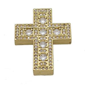 Copper Cross Pendant Micro Pave Zirconia Gold Plated, approx 22-27mm