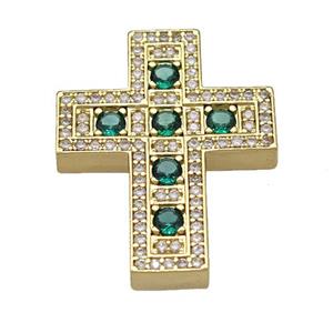 Copper Cross Pendant Micro Pave Zirconia Gold Plated, approx 22-27mm