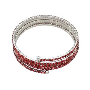 Copper Bangles Pave Red Zircon Platinum Plated, approx 2mm, 55mm dia