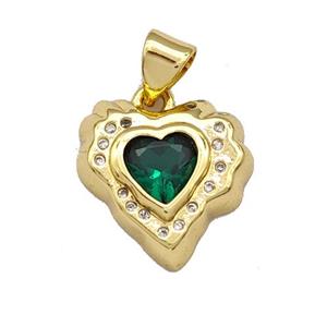 Copper Heart Pendant Micro Pave Zirconia Gold Plated, approx 14mm