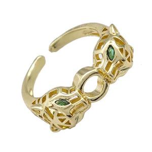 Copper Leopard Rings Micro Pave Zirconia Gold Plated, approx 8-10mm, 18mm dia