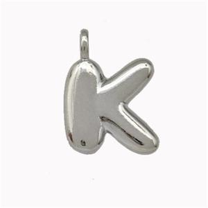 Copper Letter-K Pendant Platinum Plated, approx 12-14mm