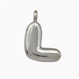 Copper Letter-L Pendant Platinum Plated, approx 12-14mm