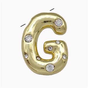 Copper Pendant Pave Zirconia Letter-G Gold Plated, approx 11-18mm