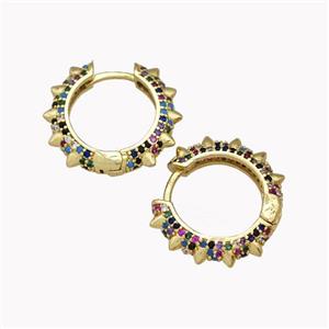 Copper Hoop Earrings Pave Zirconia Gold Plated, approx 4mm, 20mm dia