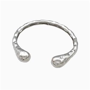 Copper Snake Bangle Hammered Platinum Plated, approx 6-11mm, 55-60mm dia
