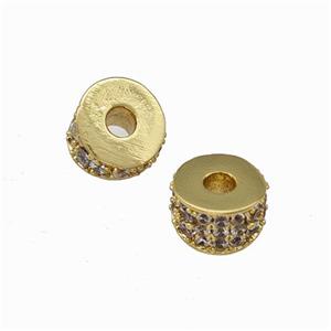 Copper Tube Spacer Beads Pave Zirconia Gold Plated, approx 6.5mm