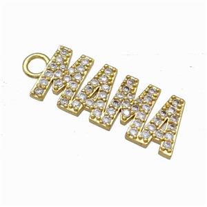 Copper MAMA Pendant Pave Zirconia Gold Plated, approx 10-25mm