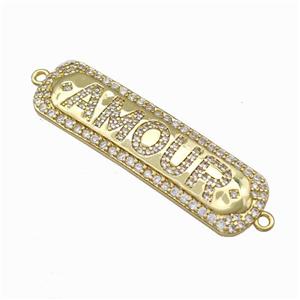 Copper AMOUR Connector Pave Zirconia Gold Plated, approx 11-40mm