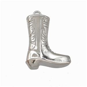 Cowboy Boot Charms Copper Shoe Pendant Platinum Plated, approx 14-18mm