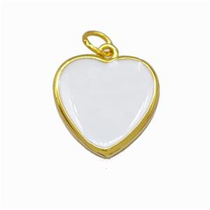 Copper Heart Pendant White Enamel Gold Plated, approx 15mm