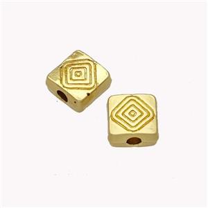 Copper Square Beads Meander Gold Plated, approx 6mm