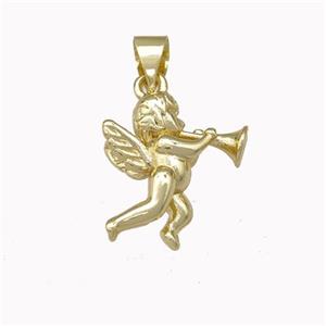 Copper Angel Pendant Gold Plated, approx 13-16mm