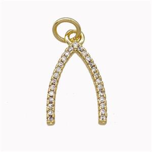 Copper Horseshoe Pendant Pave Zirconia Gold Plated, approx 10-15mm