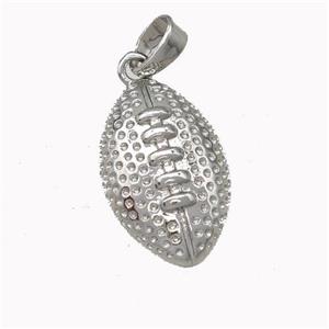 American Football Charms Copper Pendant Sport Platinum Plated, approx 11-18mm