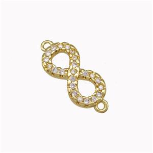 Copper Infinity Connector Micro Pave Zirconia Gold Plated, approx 6-11mm