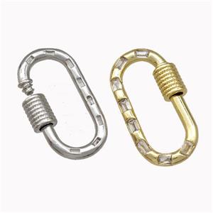 Copper Carabiner Clasp Micro Pave Zirconia Mixed, approx 11-22mm