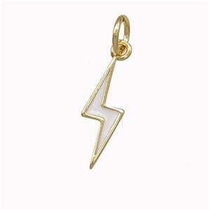 Lightning Charms Copper Pendant White Enamel Gold Plated, approx 5-15mm