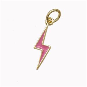 Lightning Charms Copper Pendant Pink Enamel Gold Plated, approx 5-15mm