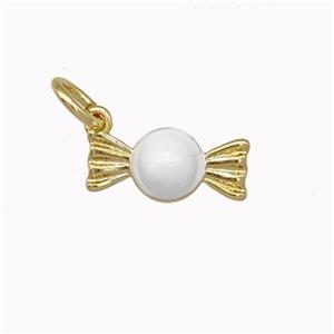 Candy Charms Copper Pendant White Enamel Gold Plated, approx 5.5-12mm