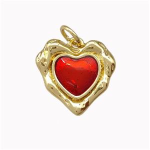 Copper Heart Pendant Red Painted Gold Plated, approx 15mm