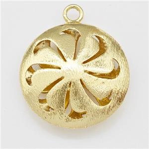 Hot Wheels Charms Copper Coin Pendant Brushed Gold Plated, approx 20mm