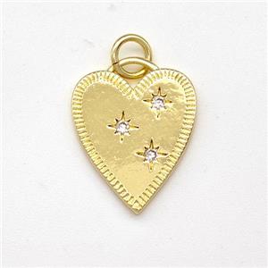 Copper Heart Pendant Micro Pave Zirconia Gold Plated, approx 14-16mm