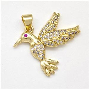 Copper Birds Pendant Micro Pave Zirconia Gold Plated, approx 20-25mm