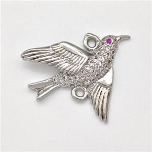 Copper Birds Connector Micro Pave Zirconia Platinum Plated, approx 18-24mm