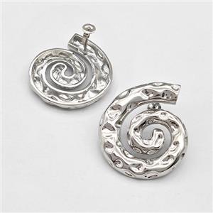 Copper Spiral Stud Earring Hammered Platinum Plated, approx 28-32mm