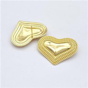 Copper Heart Stud Earrings Gold Plated, approx 28-36mm